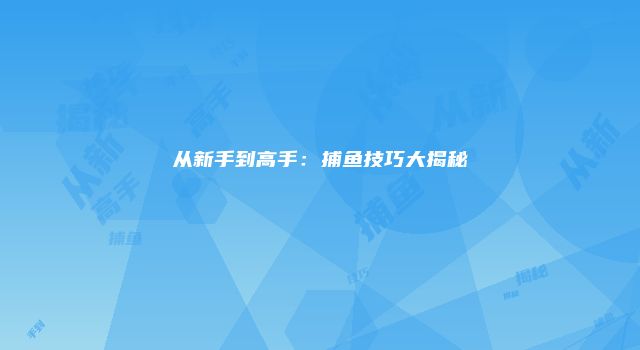 从新手到高手：捕鱼技巧大揭秘