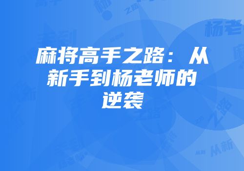 麻将高手之路：从新手到杨老师的逆袭
