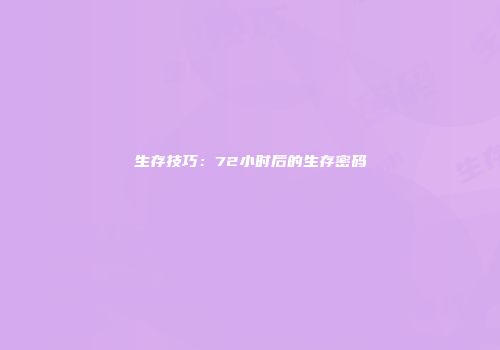 生存技巧：72小时后的生存密码