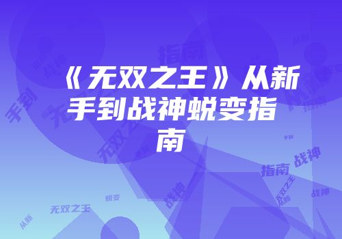 《无双之王》从新手到战神蜕变指南