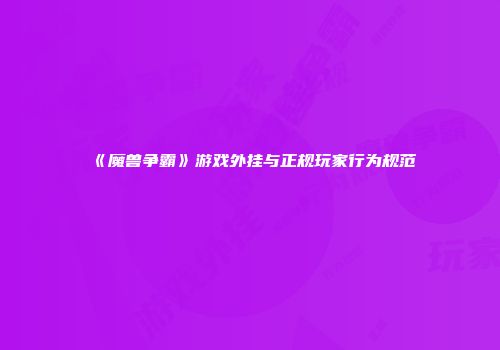 《魔兽争霸》游戏外挂与正规玩家行为规范