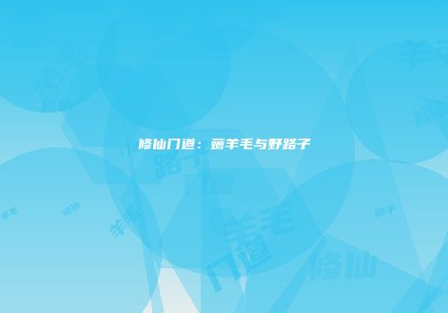 修仙门道：薅羊毛与野路子