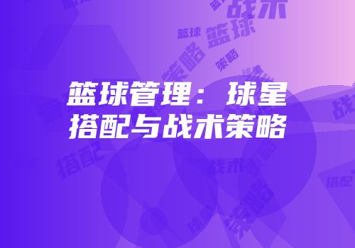 篮球管理：球星搭配与战术策略