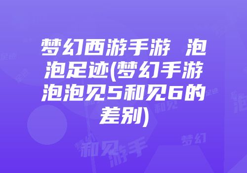 梦幻西游手游 泡泡足迹(梦幻手游泡泡见5和见6的差别)