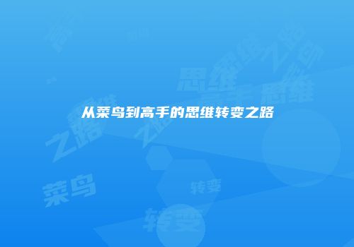 从菜鸟到高手的思维转变之路