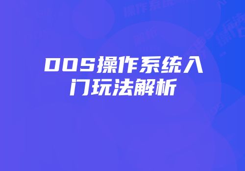 DOS操作系统入门玩法解析