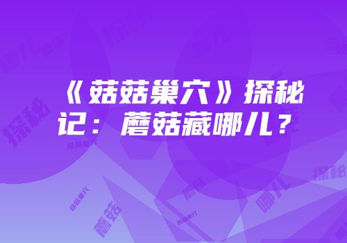 《菇菇巢穴》探秘记：蘑菇藏哪儿？