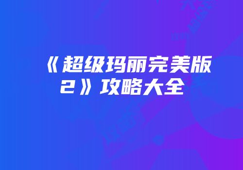 《超级玛丽完美版2》攻略大全