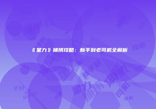 《星力》捕捞攻略：新手到老司机全解析