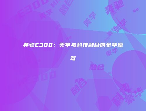 奔驰E300:美学与科技融合的豪华座驾