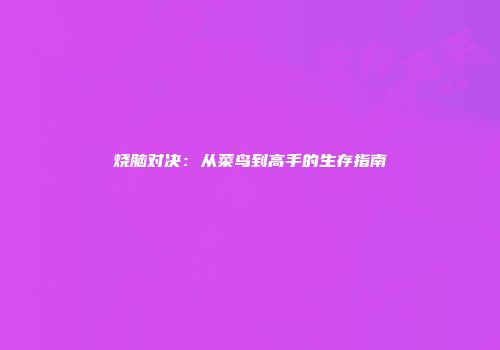 烧脑对决：从菜鸟到高手的生存指南