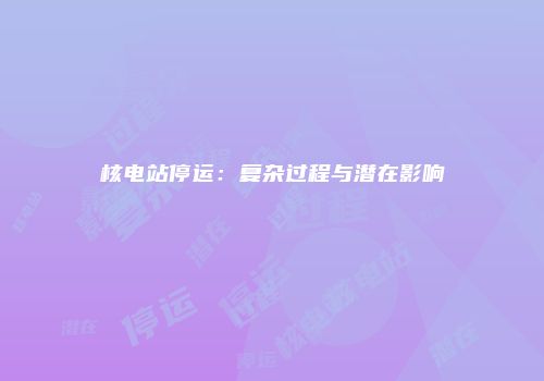 核电站停运：复杂过程与潜在影响