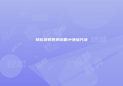轻松获取各类设备IP地址方法