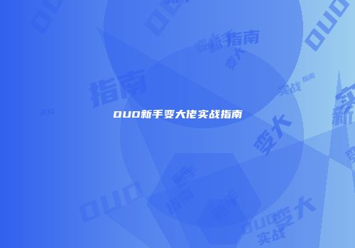 OUO新手变大佬实战指南