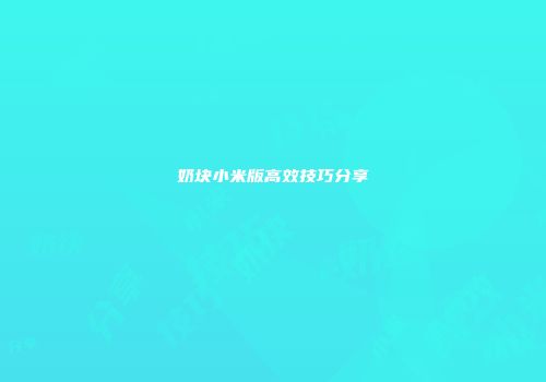 奶块小米版高效技巧分享