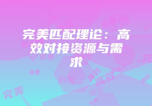 完美匹配理论：高效对接资源与需求