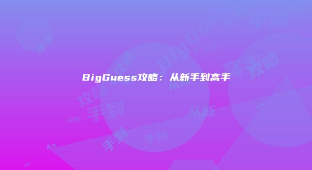 BigGuess攻略：从新手到高手