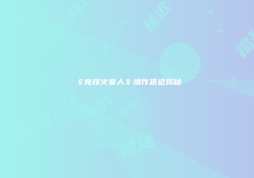 《竞技火柴人》操作延迟揭秘