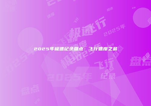 2025年极速纪录盘点:飞行速度之最