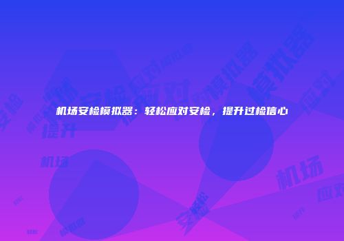 机场安检模拟器：轻松应对安检，提升过检信心