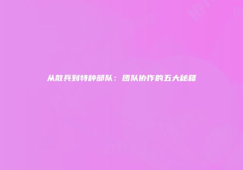 从散兵到特种部队：团队协作的五大秘籍