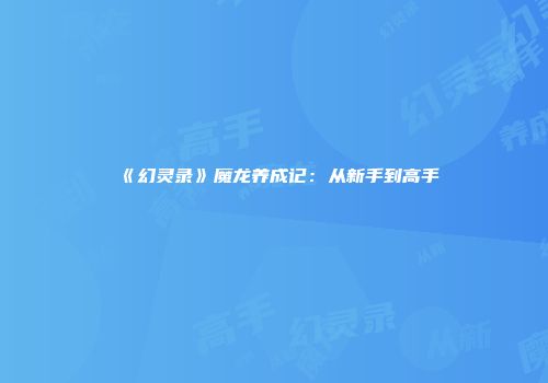 《幻灵录》魔龙养成记：从新手到高手
