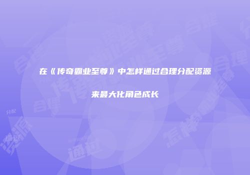 在《传奇霸业至尊》中怎样通过合理分配资源来最大化角色成长