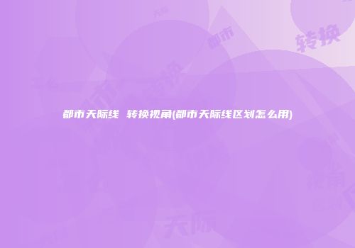 都市天际线 转换视角(都市天际线区划怎么用)