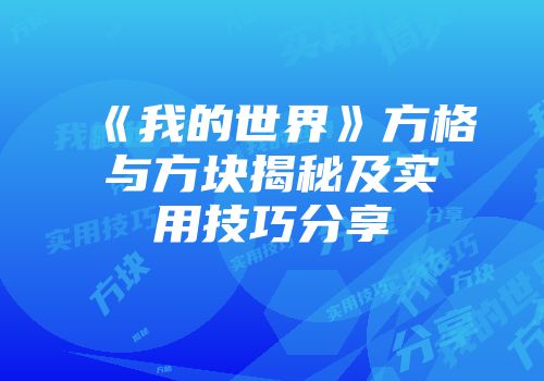 《我的世界》方格与方块揭秘及实用技巧分享