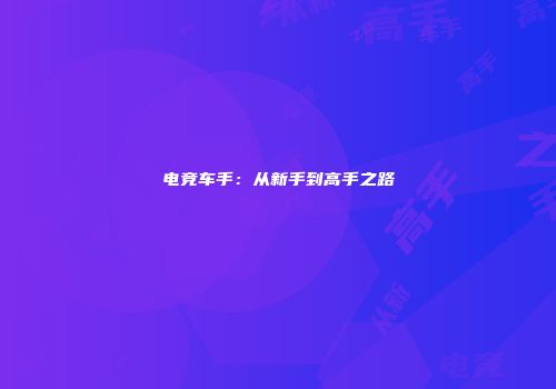 电竞车手：从新手到高手之路