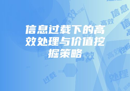 信息过载下的高效处理与价值挖掘策略