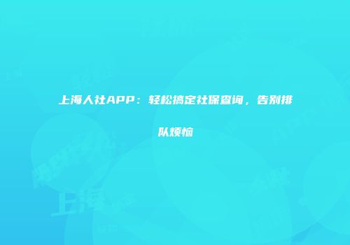 上海人社APP：轻松搞定社保查询，告别排队烦恼