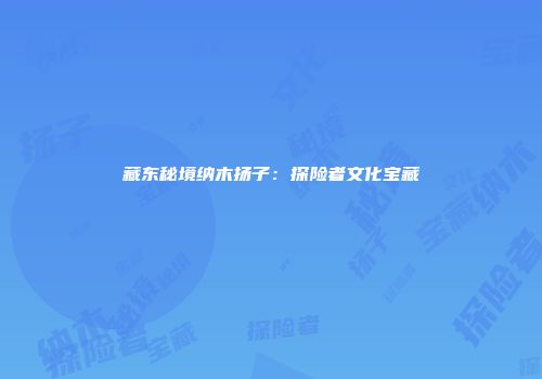 藏东秘境纳木扬子：探险者文化宝藏