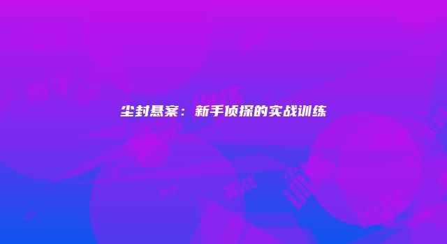 尘封悬案：新手侦探的实战训练
