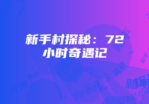 新手村探秘:72小时奇遇记