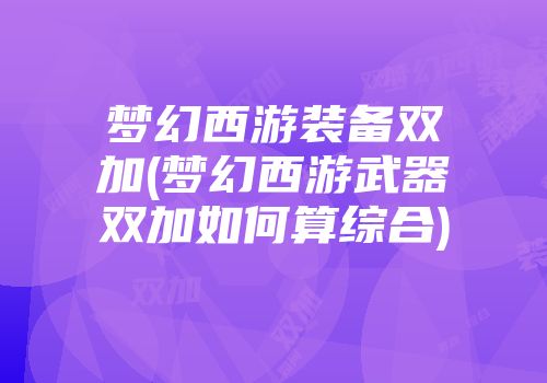 梦幻西游装备双加(梦幻西游武器双加如何算综合)