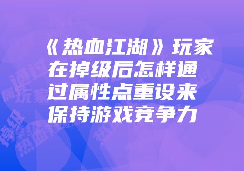 《热血江湖》玩家在掉级后怎样通过属性点重设来保持游戏竞争力