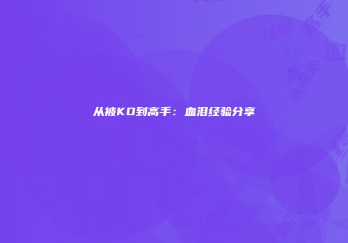 从被KO到高手：血泪经验分享