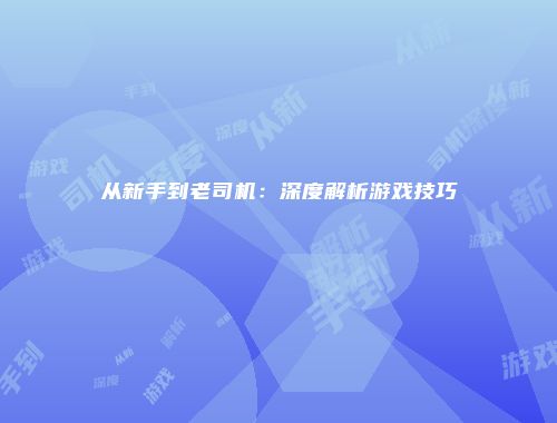 从新手到老司机:深度解析游戏技巧
