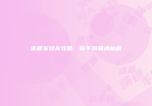 迷题发烧友攻略:新手到精通秘籍