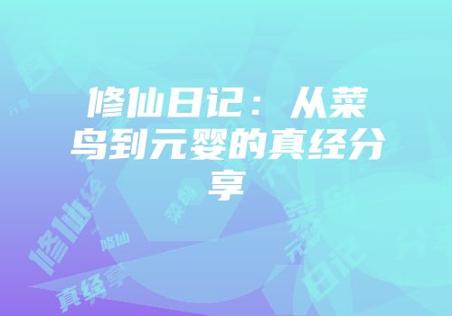 修仙日记：从菜鸟到元婴的真经分享