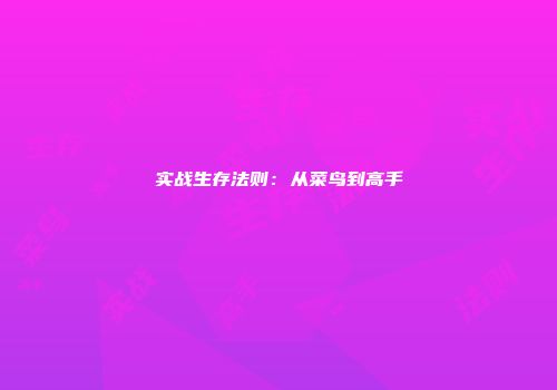 实战生存法则：从菜鸟到高手