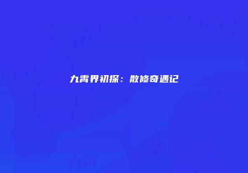 九霄界初探:散修奇遇记