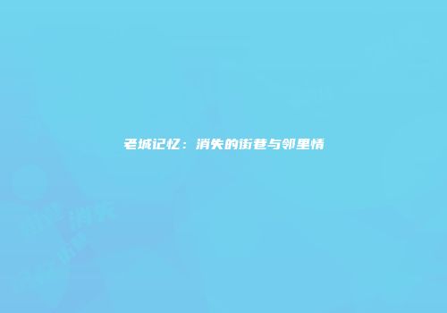 老城记忆：消失的街巷与邻里情