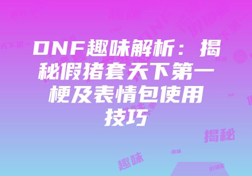 DNF趣味解析：揭秘假猪套天下第一梗及表情包使用技巧