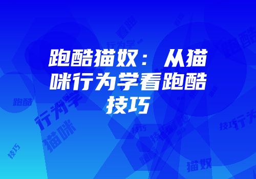 跑酷猫奴:从猫咪行为学看跑酷技巧