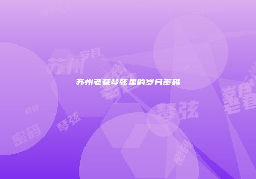 苏州老巷琴弦里的岁月密码