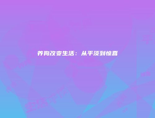 养狗改变生活:从平淡到惊喜