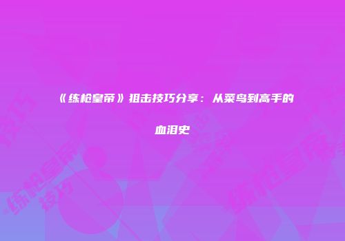 《练枪皇帝》狙击技巧分享:从菜鸟到高手的血泪史