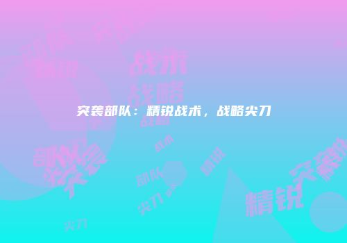 突袭部队：精锐战术，战略尖刀